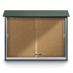 Enclosed Bulletin Board: 45" Wide, 36" High, Cork, Tan