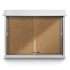 Enclosed Bulletin Board: 45" Wide, 36" High, Cork, Tan