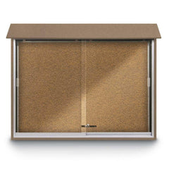 Enclosed Bulletin Board: 45" Wide, 36" High, Cork, Tan