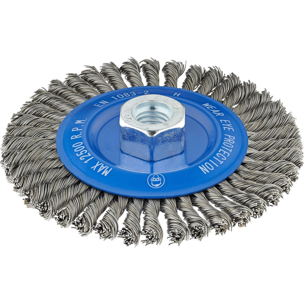 Wheel Brush: 6" Wheel Dia, 1/4" Face Width, 0.0200" Wire Dia,  Crimped