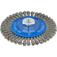 Wheel Brush: 6" Wheel Dia, 1/4" Face Width, 0.0200" Wire Dia,  Crimped