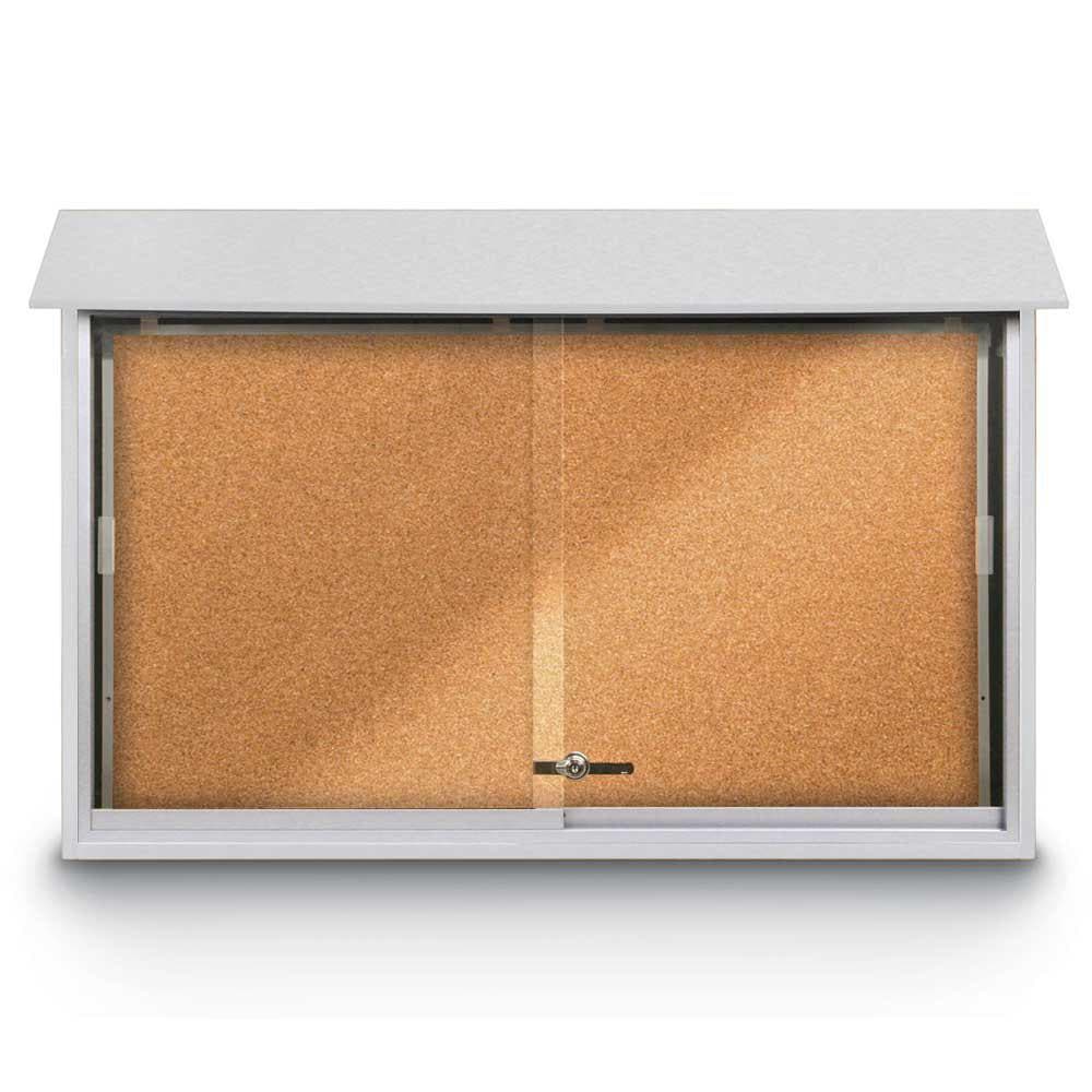 Enclosed Cork Bulletin Board: 45" Wide, 30" High, Cork, Natural Tan