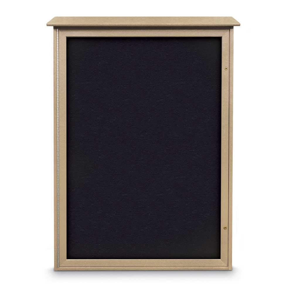 Enclosed Recycled Rubber Bulletin Board: 54" Wide, 38" High, Rubber, Black