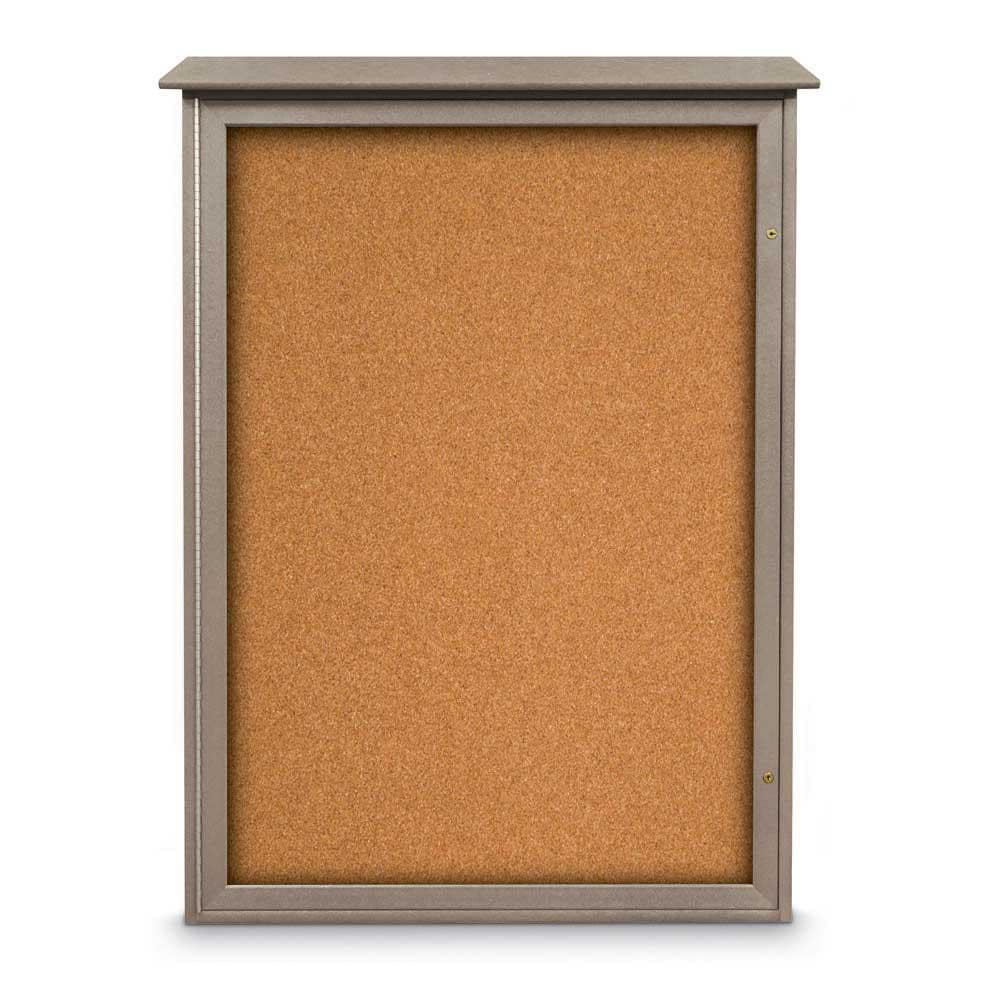 Enclosed Cork Bulletin Board: 54" Wide, 38" High, Cork, Natural Tan