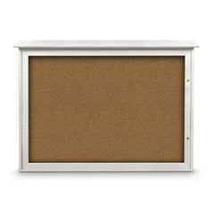 Enclosed Bulletin Board: 48" Wide, 36" High, Cork, Tan