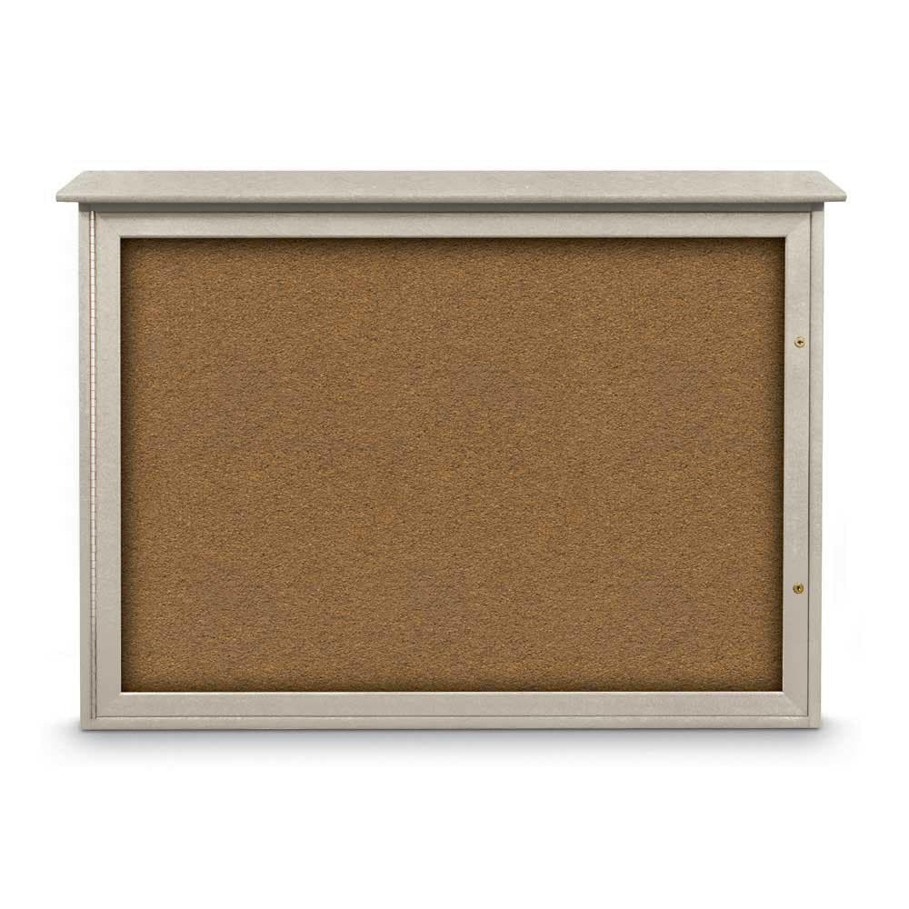 Enclosed Bulletin Board: 48" Wide, 36" High, Cork, Tan