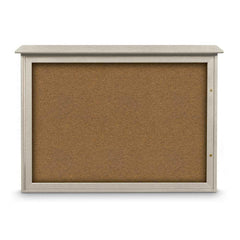 Enclosed Bulletin Board: 48" Wide, 36" High, Cork, Tan