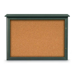 Enclosed Cork Bulletin Board: 48" Wide, 36" High, Cork, Natural Tan