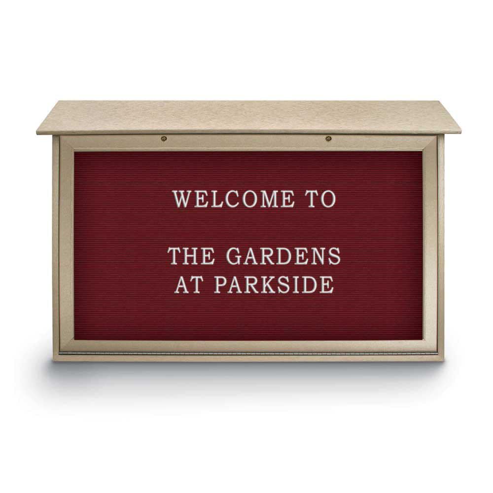 Enclosed Letter Board: 45" Wide, 30" High, Fabric, Berry