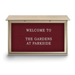 Enclosed Letter Board: 45" Wide, 30" High, Fabric, Berry