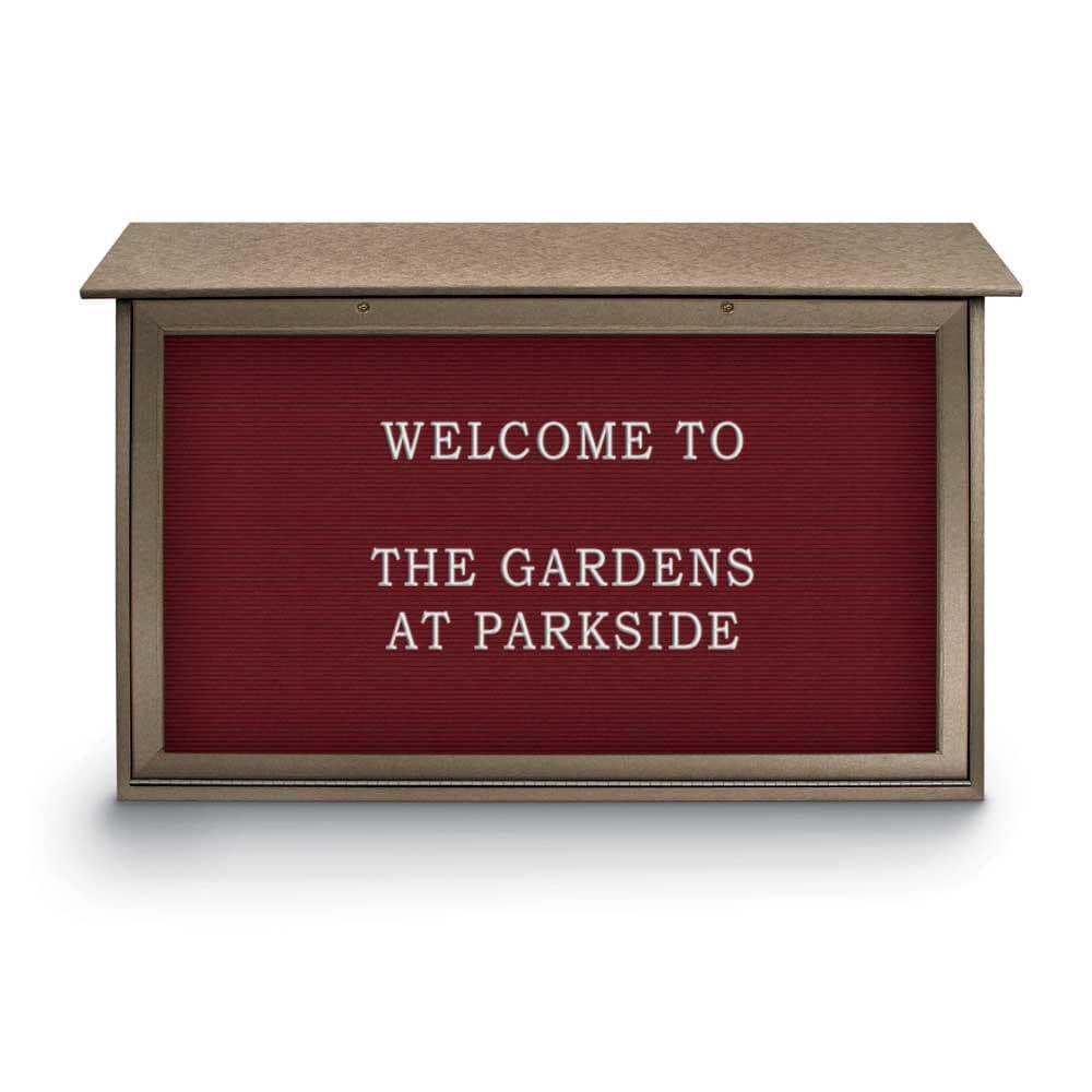 Enclosed Letter Board: 45" Wide, 30" High, Fabric, Berry