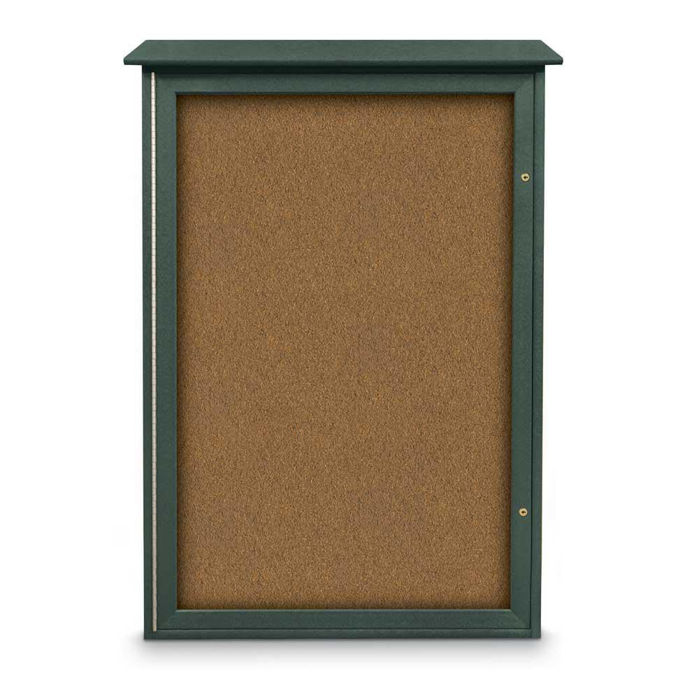 Enclosed Bulletin Board: 48" Wide, 32" High, Cork, Tan