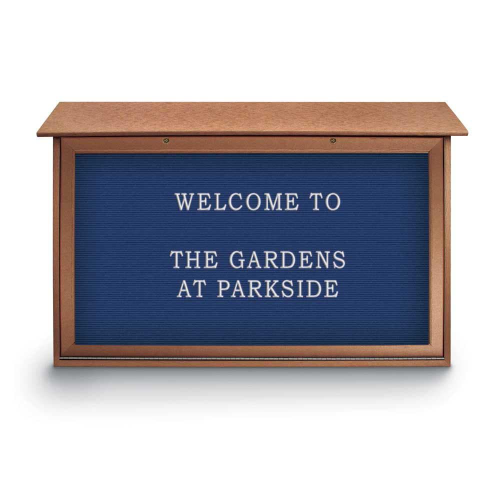 Enclosed Letter Board: 45" Wide, 30" High, Laminate, Blue