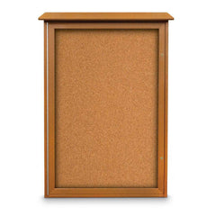 Enclosed Cork Bulletin Board: 48" Wide, 32" High, Cork, Natural Tan