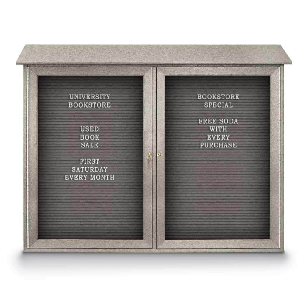 Enclosed Letter Board: 45" Wide, 36" High, Fabric, Gray