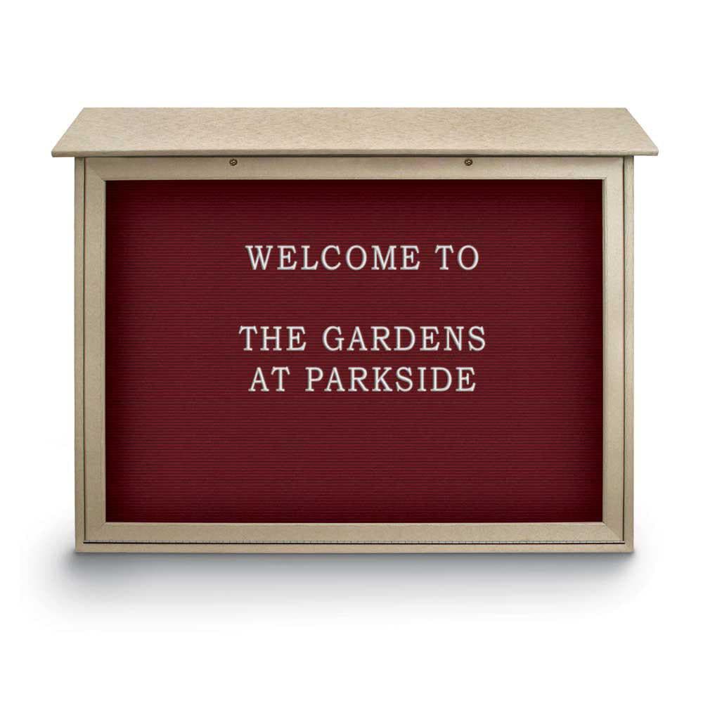 Enclosed Letter Board: 45" Wide, 36" High, Fabric, Berry