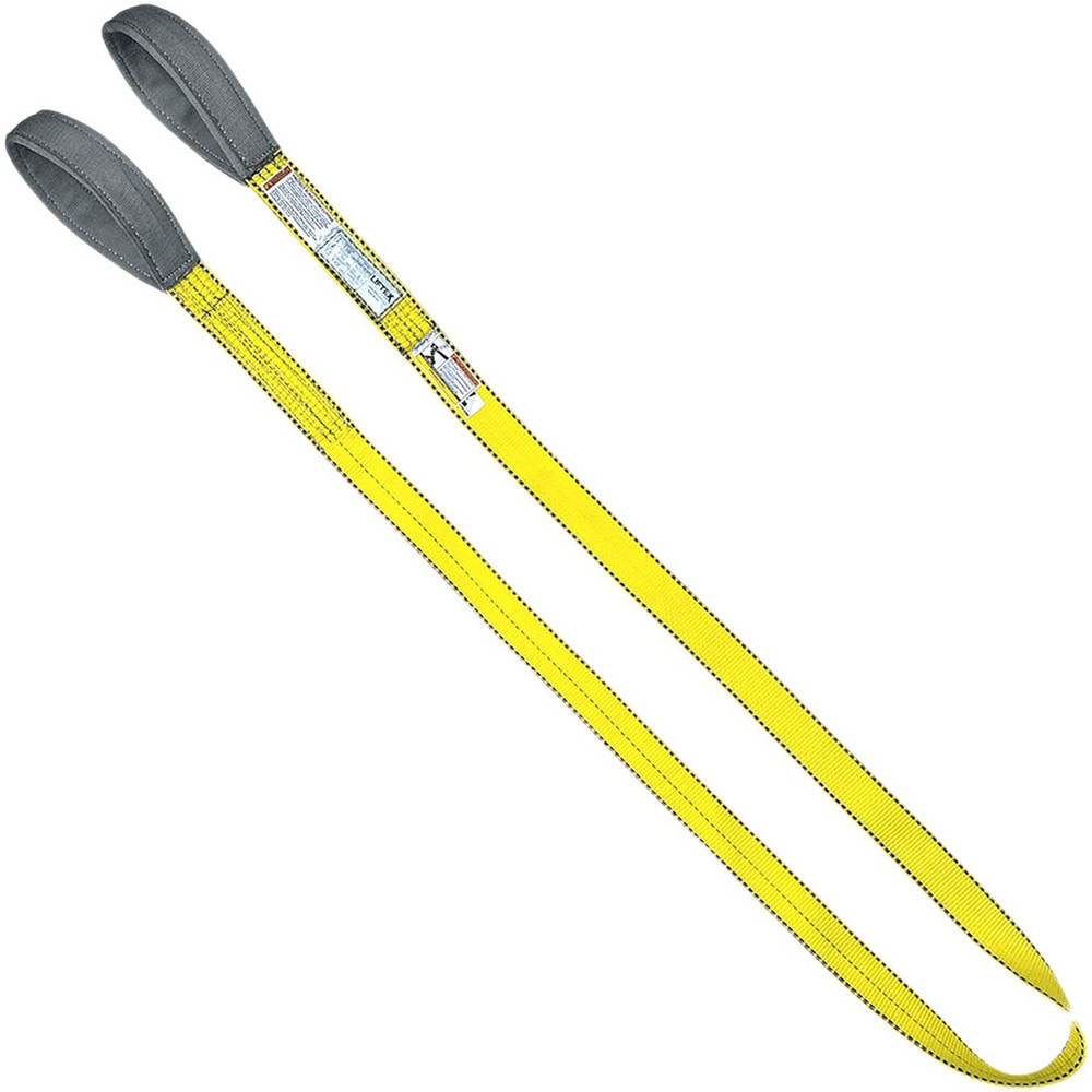 Flat Eye & Eye, Type 3 Web Sling: 3' Long, 2" Wide, 6400 lb Vertical Capacity, Nylon