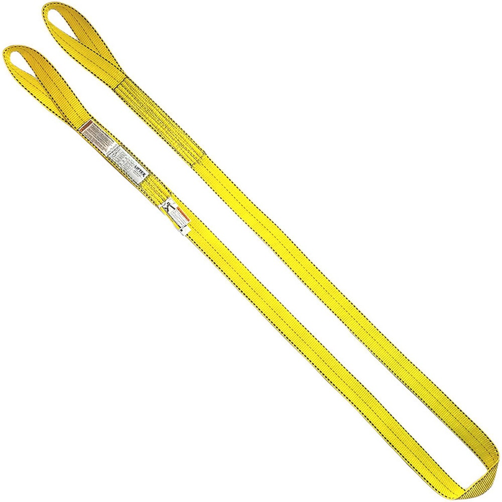 Twisted Eye & Eye, Type 4 Web Sling: 8' Long, 4" Wide, 11500 lb Vertical Capacity, Nylon