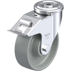 Standard Casters; Mount: Hollow Kingpin; Caster Type: Swivel w/Brake; Bearing Type: Precision Ball; Style: Double Ball; Wheel Diameter (Inch): 4; Wheel Width (Inch): 1-1/4