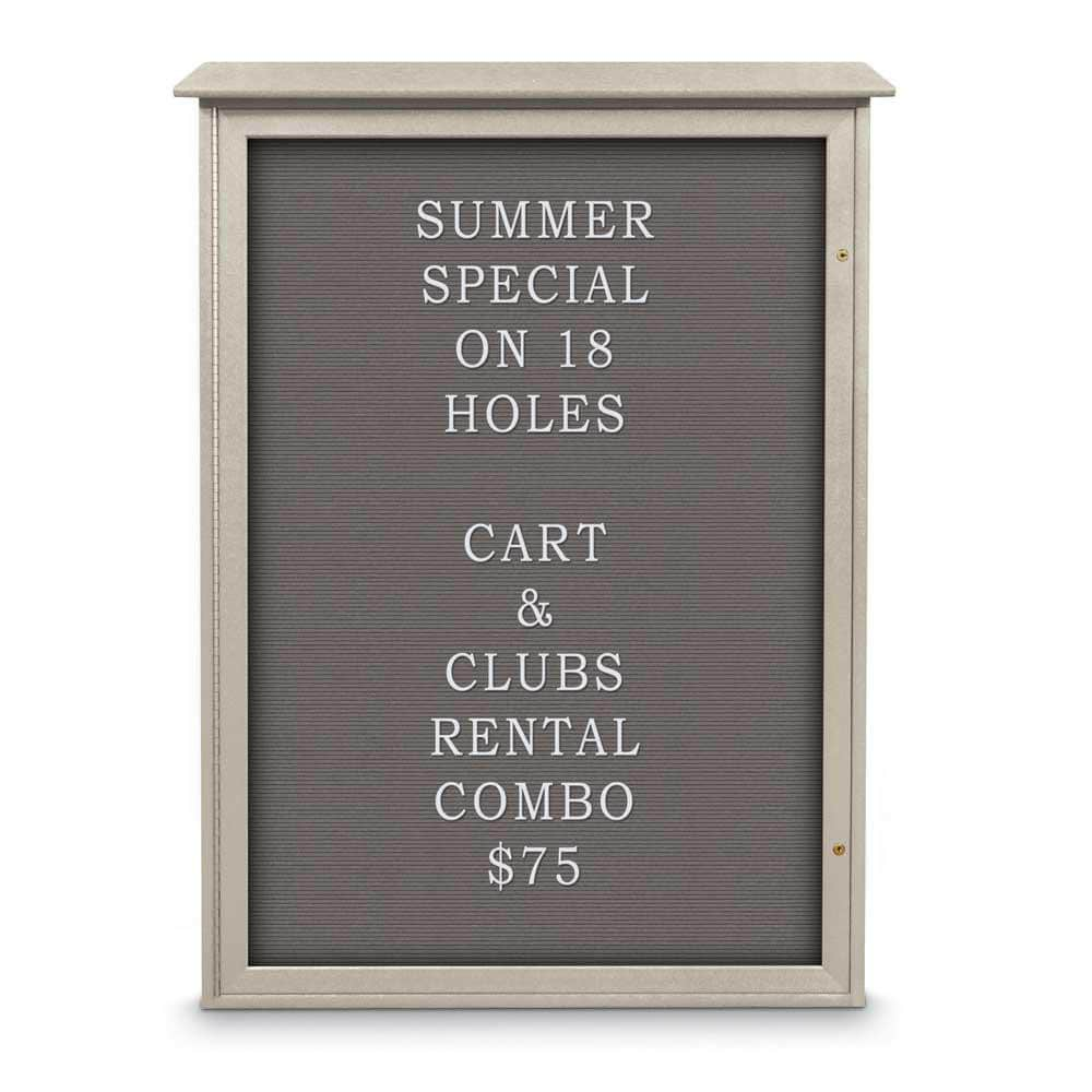 Enclosed Letter Board: 54" Wide, 38" High, Fabric, Gray