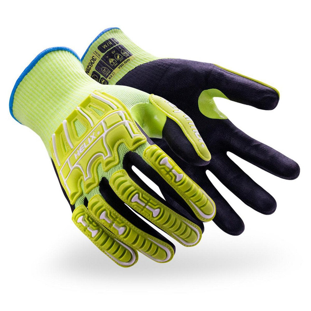 Cut, Puncture & Abrasion-Resistant Gloves: Helix Helix 3062IMP, Size Large, ANSI Cut A9, ANSI Puncture 4, Nitrile, HPPE Blend