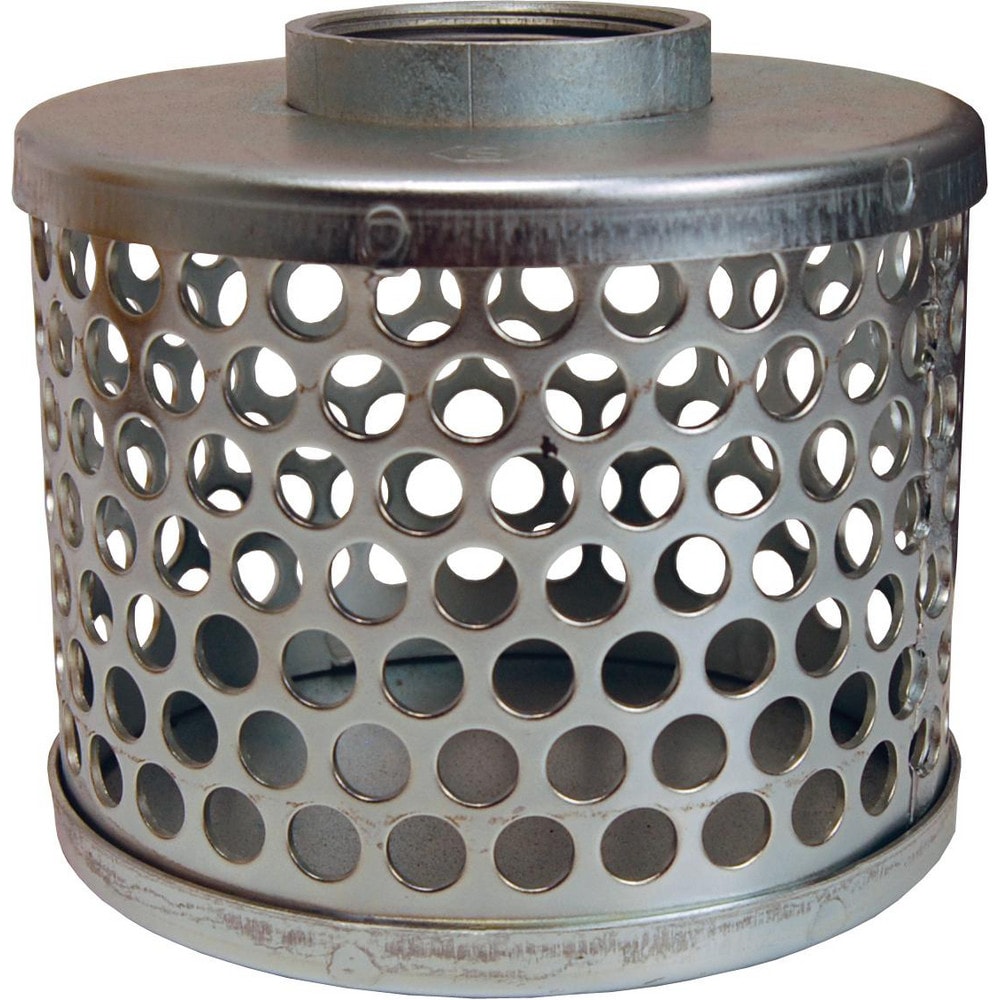 Strainers, Skimmers & Foot Valves; Product Type: Round Hole Strainer; Pipe Size: 2; Material: Zinc-Plated Steel; Hose Size: 2 in; Lead Free: No; Overall Height: 4.41 in; Overall Diameter: 4.875