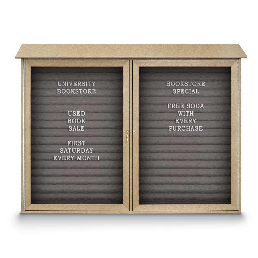 Enclosed Letter Board: 52" Wide, 40" High, Fabric, Gray