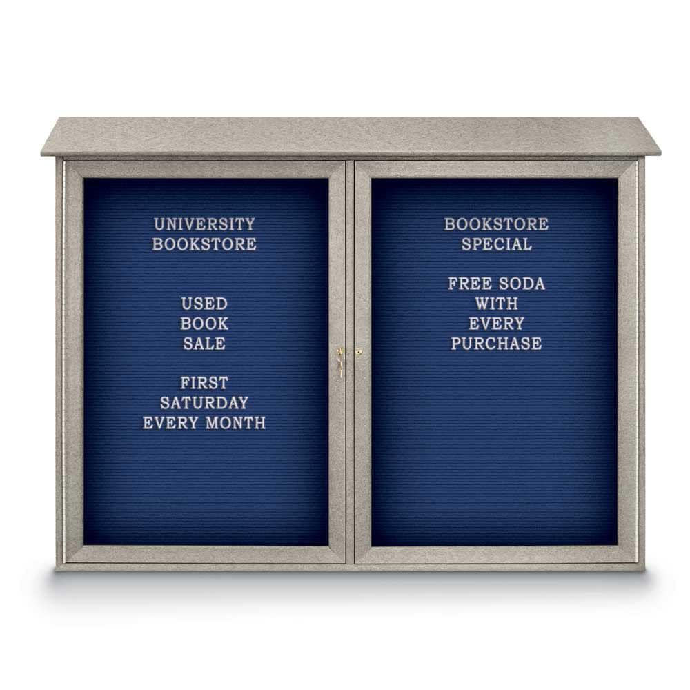 Enclosed Letter Board: 52" Wide, 40" High, Laminate, Blue