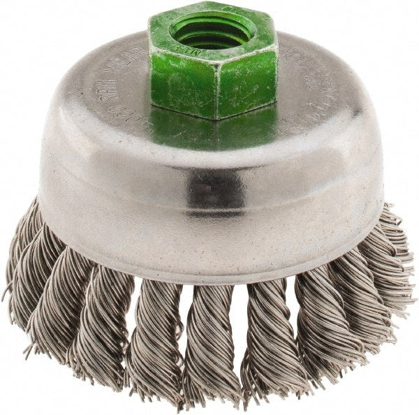 2-3/4" Diam M14x2.00 Threaded Arbor Stainless Steel Fill Cup Brush