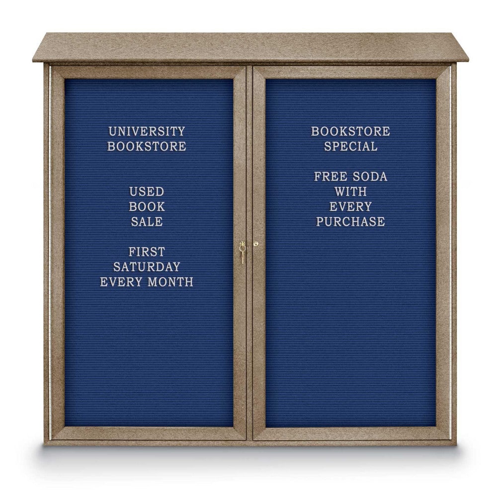 Enclosed Letter Board: 48" Wide, 48" High, Laminate, Blue