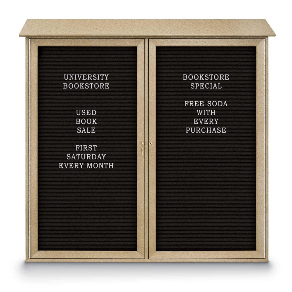 Enclosed Letter Board: 48" Wide, 48" High, Laminate, Black