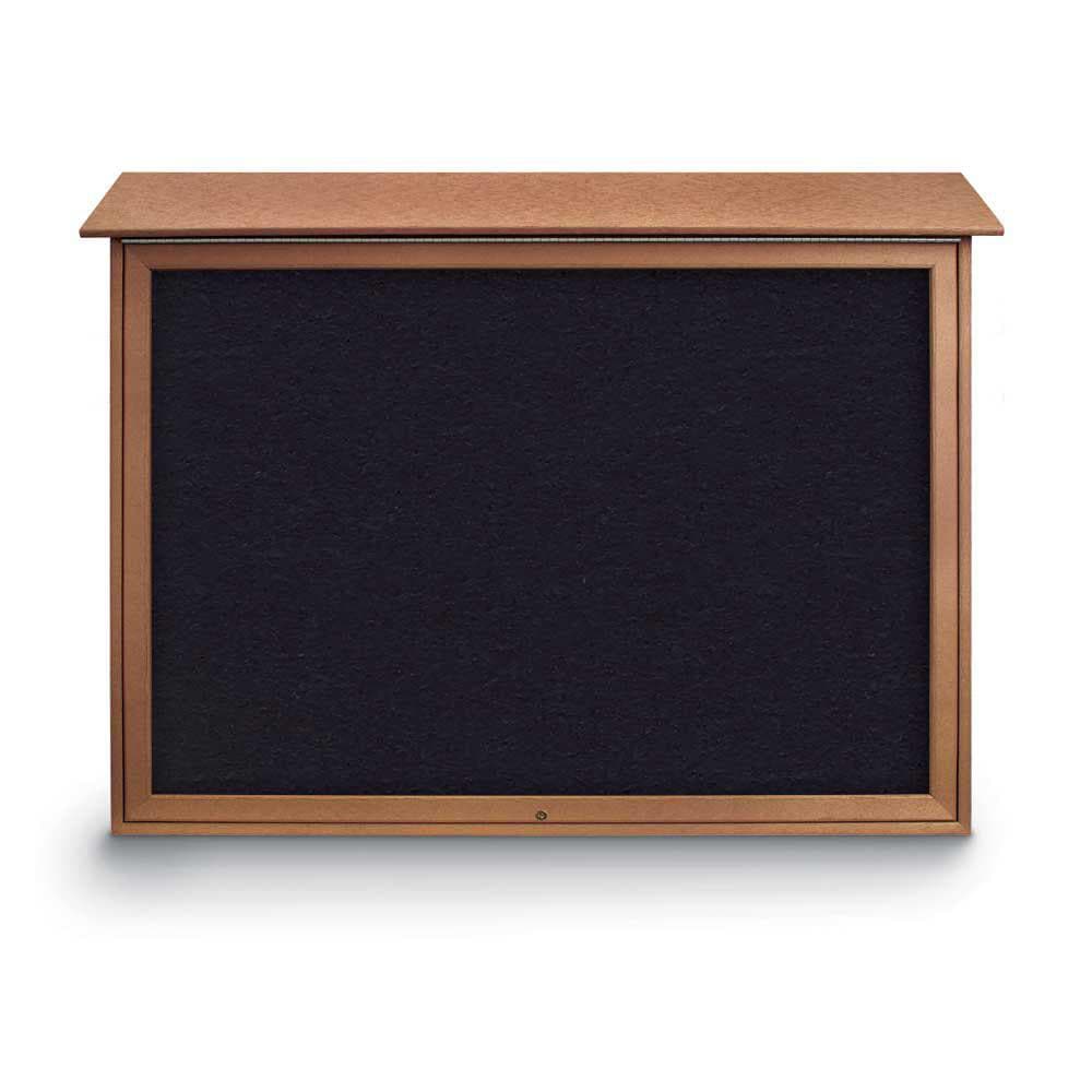 Enclosed Recycled Rubber Bulletin Board: 52" Wide, 40" High, Rubber, Black