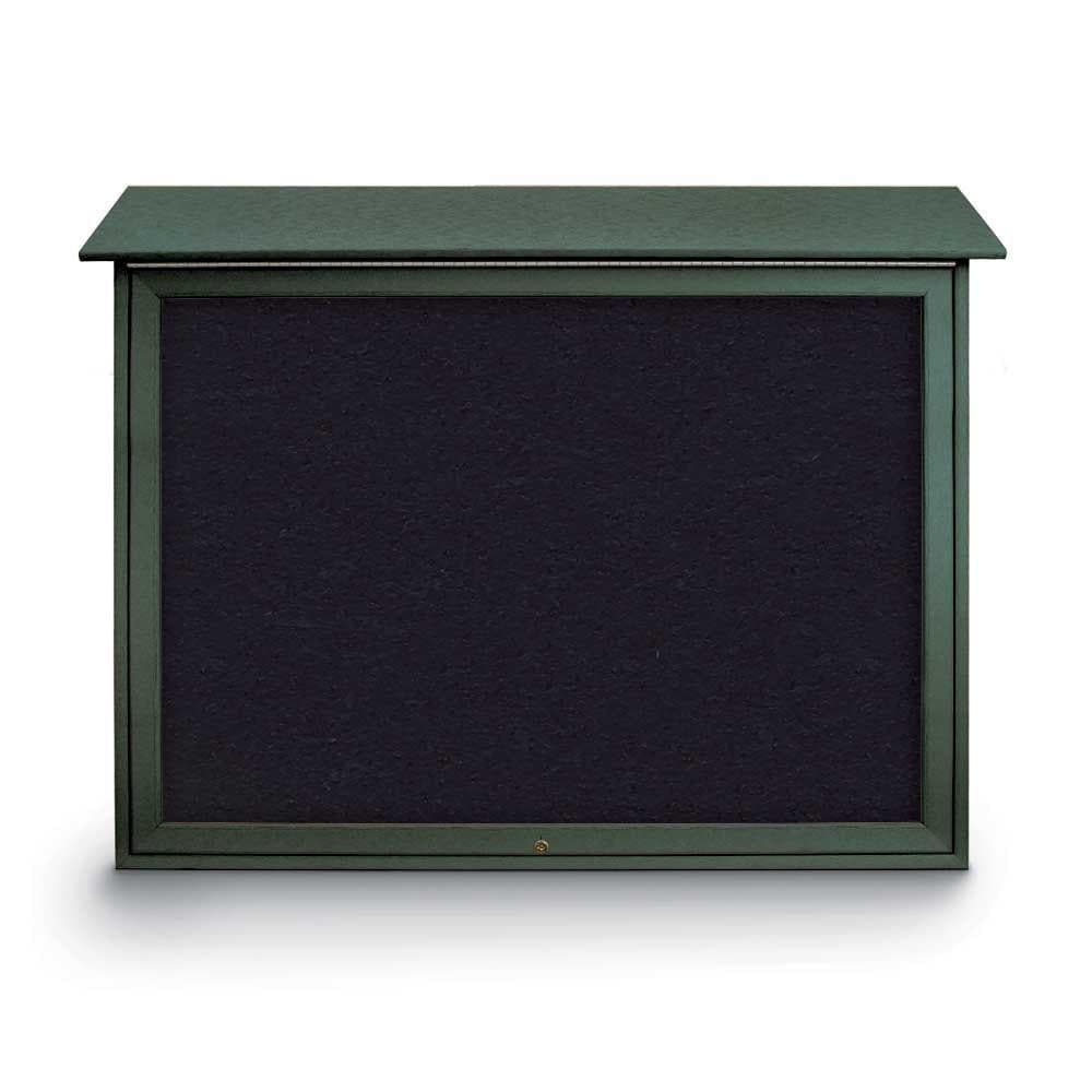 Enclosed Recycled Rubber Bulletin Board: 45" Wide, 36" High, Rubber, Black