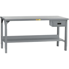 Height Adjustable Table: 72" Wide, 24 to 41" High, Powder Coated, 12 Gauge Steel Top, Steel Base, Gray