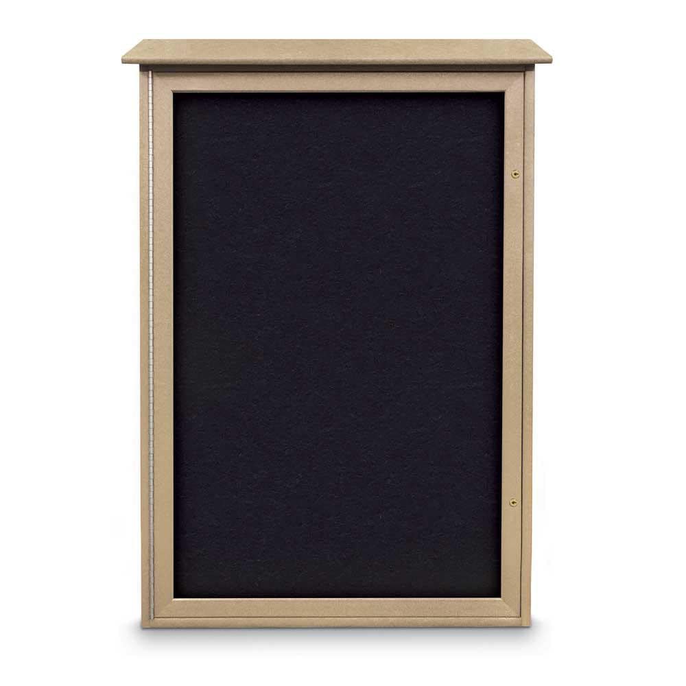 Enclosed Recycled Rubber Bulletin Board: 48" Wide, 32" High, Rubber, Black