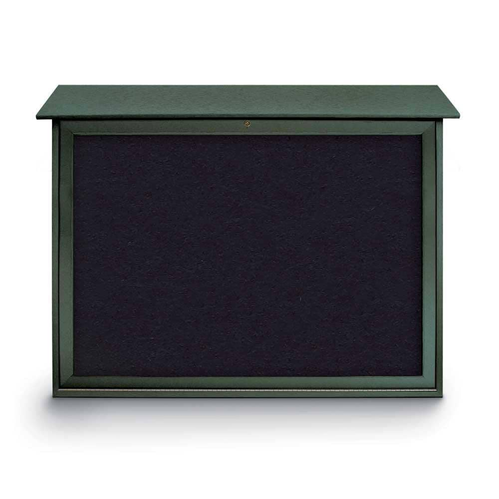 Enclosed Recycled Rubber Bulletin Board: 45" Wide, 36" High, Rubber, Black