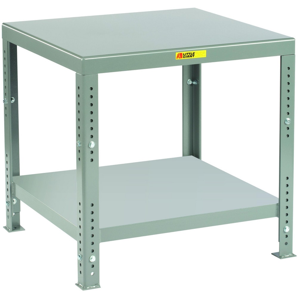 Heavy-Duty Machine Table: 48" Wide, 26 to 40" High, Powder Coated, 12 Gauge Steel Top, Steel Base, Gray