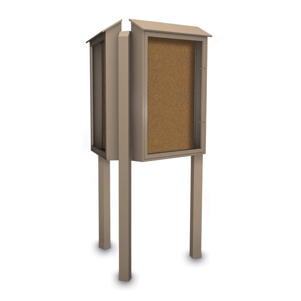 Enclosed Bulletin Board: 36" Wide, 48" High, Cork, Tan