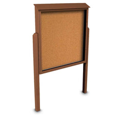 Enclosed Bulletin Board: 60" Wide, 60" High, Cork, Tan