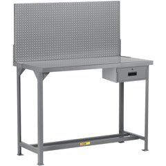 Heavy-Duty Use Workbench: 48" Wide, 30" Deep, 60" High, Powder Coated, Steel Top, Gray