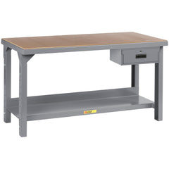 Heavy-Duty Use Workbench: 60" Wide, 36" Deep, 27 to 41" High, Powder Coated, Steel Top