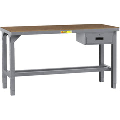 Heavy-Duty Use Workbench: 60" Wide, 36" Deep, 27 to 41" High, Powder Coated, Hardboard/Steel Top, Gray