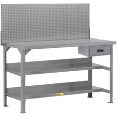 Heavy-Duty Use Workbench: 72" Wide, 36" Deep, 36" High, Powder Coated, Steel Top