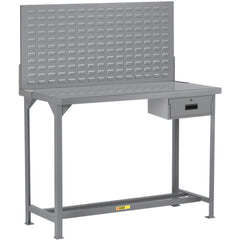 Heavy-Duty Use Workbench: 60" Wide, 24" Deep, 60" High, Powder Coated, Steel Top, Gray