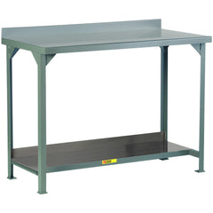 Work Bench: 72" Wide, 36" High, Powder Coated, 12 Gauge Steel Top, Steel Base, Gray