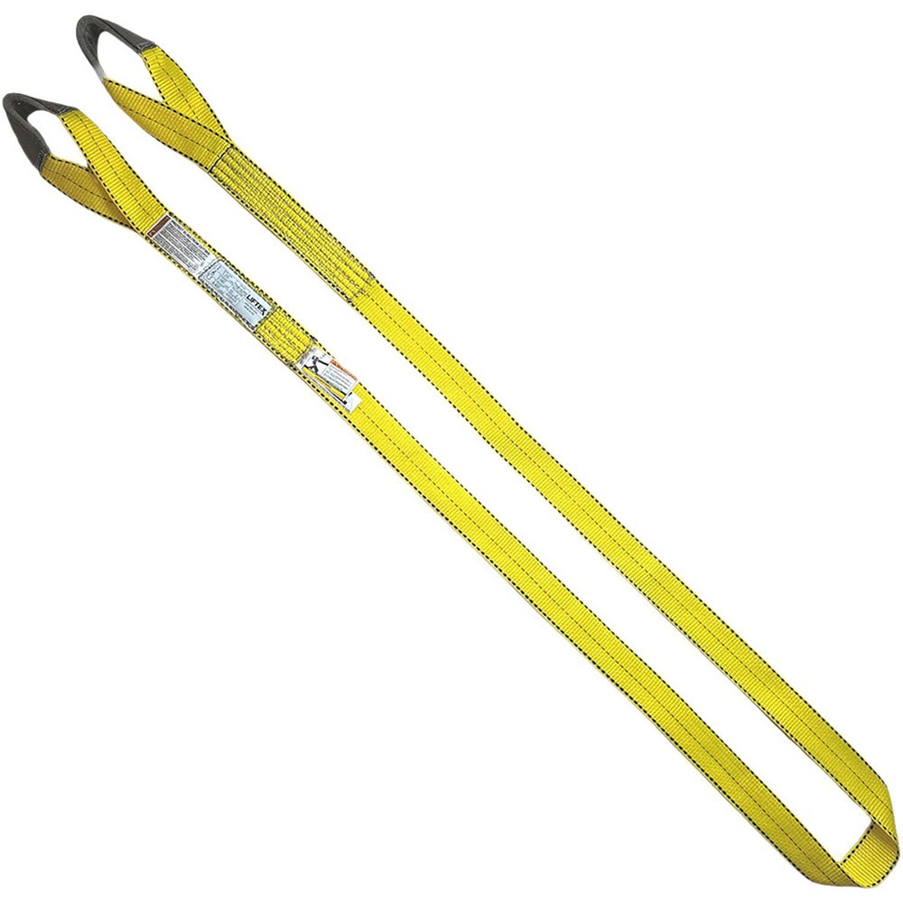 Twisted Eye & Eye, Type 4 Web Sling: 3' Long, 1" Wide, 1600 lb Vertical Capacity, Nylon