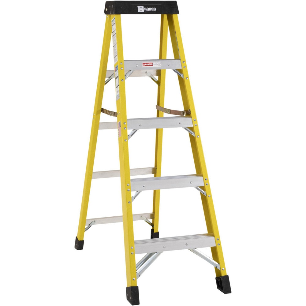 4 Step Fiberglass Foldable Step Ladder: Type IAA 375 lb Capacity 5' Height