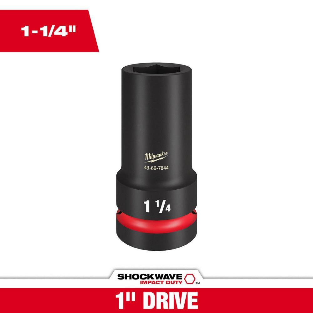 Impact Socket: 1" Drive, 1-1/4" Socket, Hex Drive