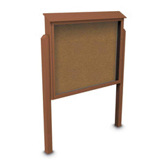 Enclosed Bulletin Board: 60" Wide, 48" High, Cork, Tan