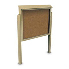 Enclosed Bulletin Board: 60" Wide, 48" High, Cork, Tan